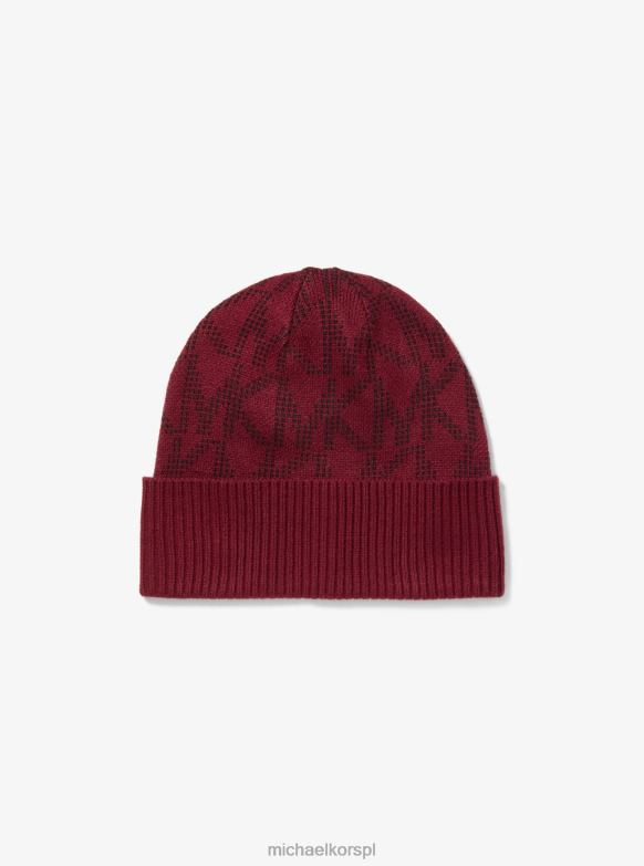 Zestaw żakardowych akcesoriów z logo na zimne dni kobiety Michael Kors ciemny rubin LHN662762 Akcesoria