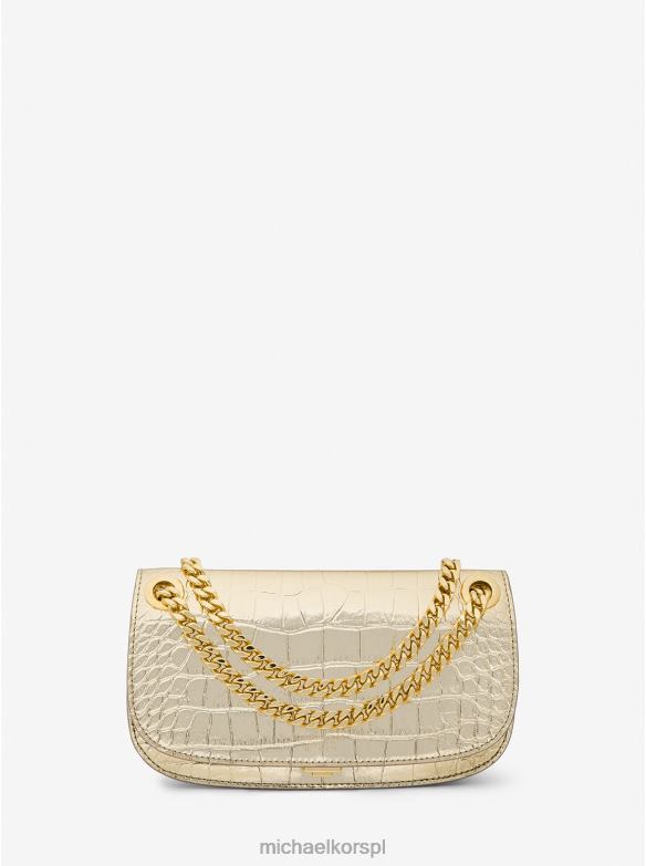 Kolekcja Christie Mini Metaliczna torebka kopertowa ze skóry tłoczonej w krokodyla kobiety Michael Kors złoto LHN663783 Akcesoria
