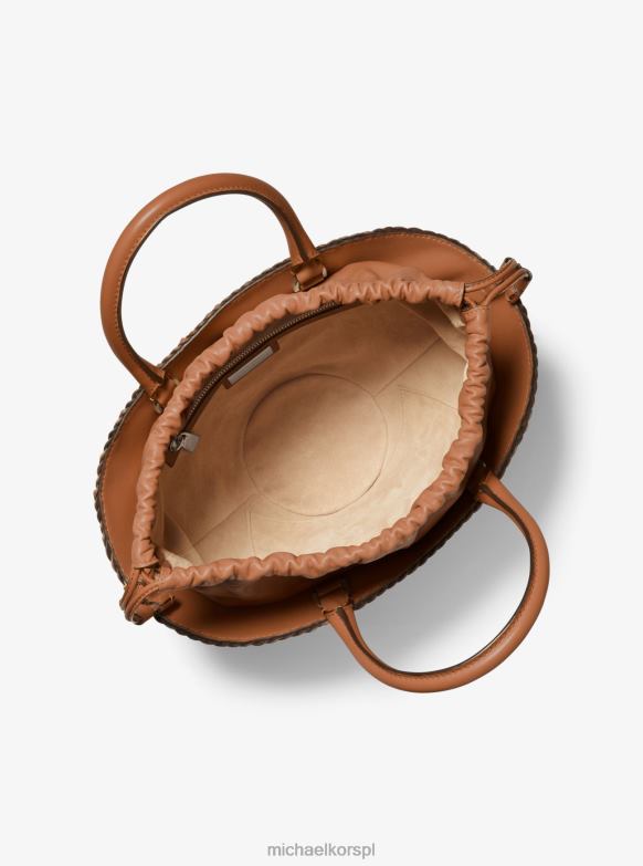 Torba marketowa z kolekcji Audrey, tkana ze skóry kobiety Michael Kors kasztan LHN663948 Akcesoria