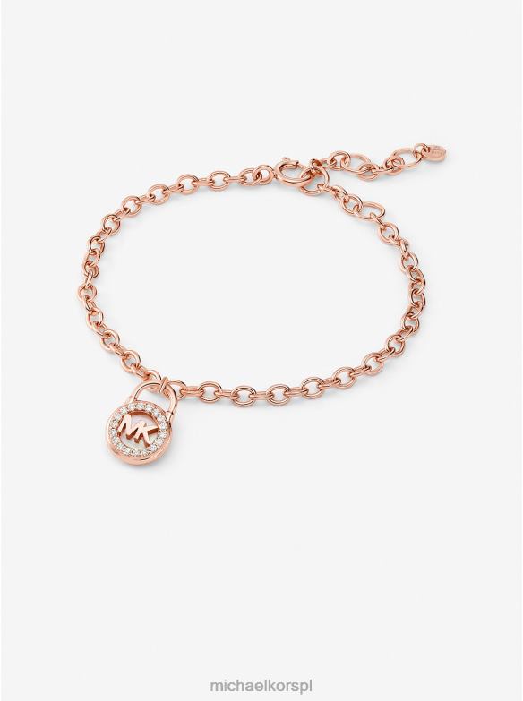 Bransoletka z kłódką, platerowana metalem szlachetnym, srebrna kobiety Michael Kors różowe złoto LHN662462 biżuteria