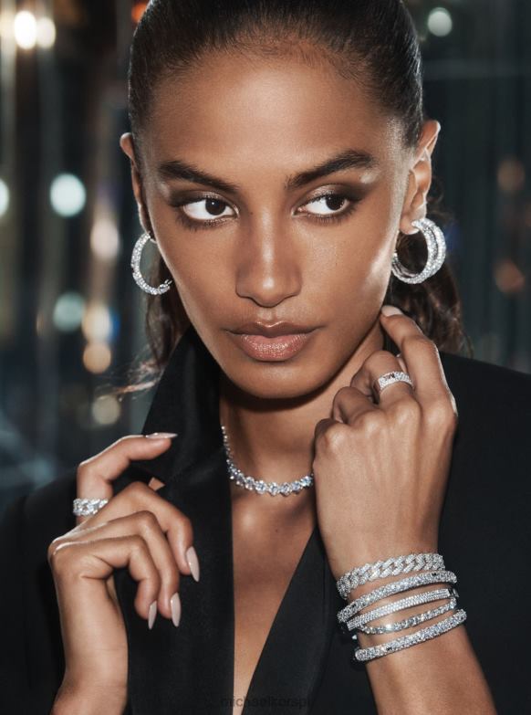 Bransoletka z logo pave ze srebra wysokiej próby, platerowana metalem szlachetnym kobiety Michael Kors srebro LHN662450 biżuteria