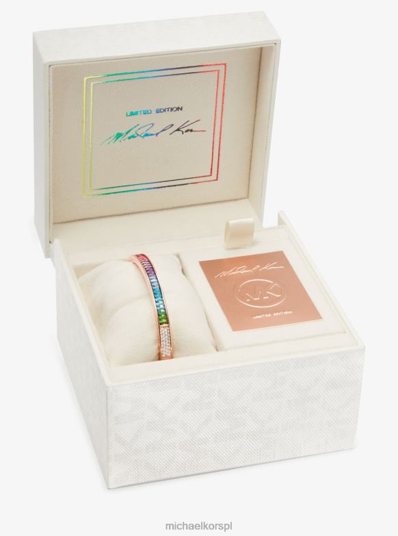 Bransoletka z logo tęczy pave z limitowanej edycji, pozłacana 14-karatowym różowym złotem kobiety Michael Kors różowe złoto LHN662478 biżuteria