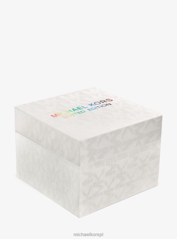 Bransoletka z logo tęczy pave z limitowanej edycji, pozłacana 14-karatowym różowym złotem kobiety Michael Kors różowe złoto LHN662478 biżuteria