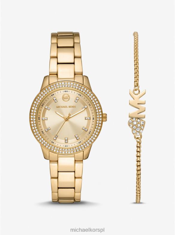 Zestaw upominkowy z zegarkiem Pave i bransoletką w złotym kolorze mini tibby kobiety Michael Kors złoto LHN662467 biżuteria