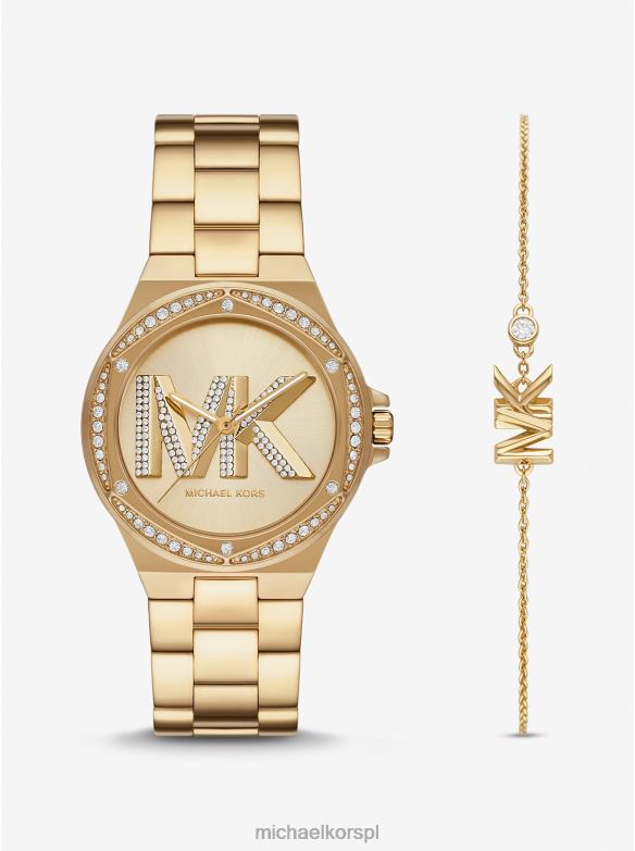 Zestaw zegarka i bransoletki z logo Lennox Pave w kolorze złotym kobiety Michael Kors złoto LHN662464 biżuteria