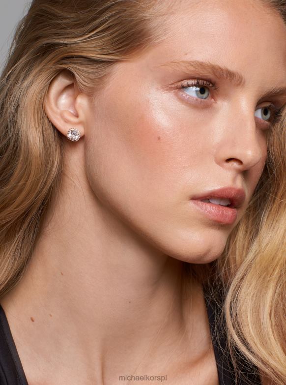 Kolczyki typu Pave wykonane ze srebra najwyższej próby, platerowanego metalem szlachetnym kobiety Michael Kors różowe złoto LHN662533 biżuteria