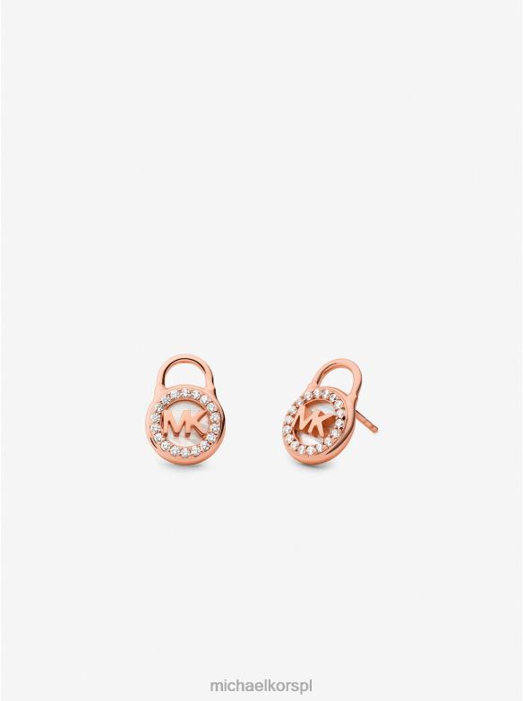 Kolczyki w kształcie kłódki, platerowane metalem szlachetnym, wykonane ze srebra najwyższej próby kobiety Michael Kors różowe złoto LHN662541 biżuteria
