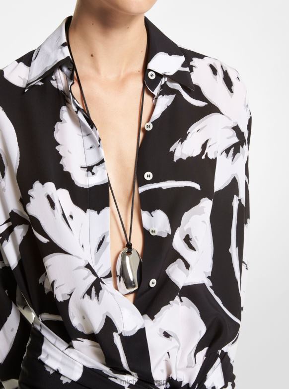 Kolekcja Naszyjnik z mosiądzu i jedwabnych kamyków, platerowany metalem szlachetnym kobiety Michael Kors srebro LHN663877 biżuteria