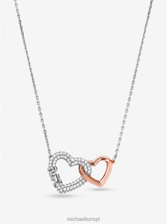 Naszyjnik w kształcie serca, pokryty szlachetnym metalem, wykonany ze srebra najwyższej próby kobiety Michael Kors dwutonowy LHN662504 biżuteria