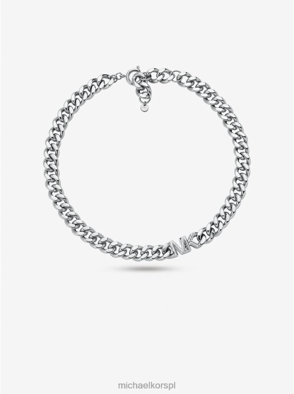 Naszyjnik z logo Pave z mosiądzu pozłacanego 14-karatowym złotem kobiety Michael Kors srebro LHN662486 biżuteria