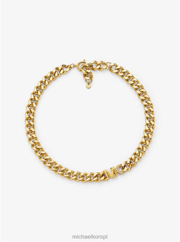 Naszyjnik z logo Pave z mosiądzu pozłacanego 14-karatowym złotem kobiety Michael Kors złoto LHN662487 biżuteria