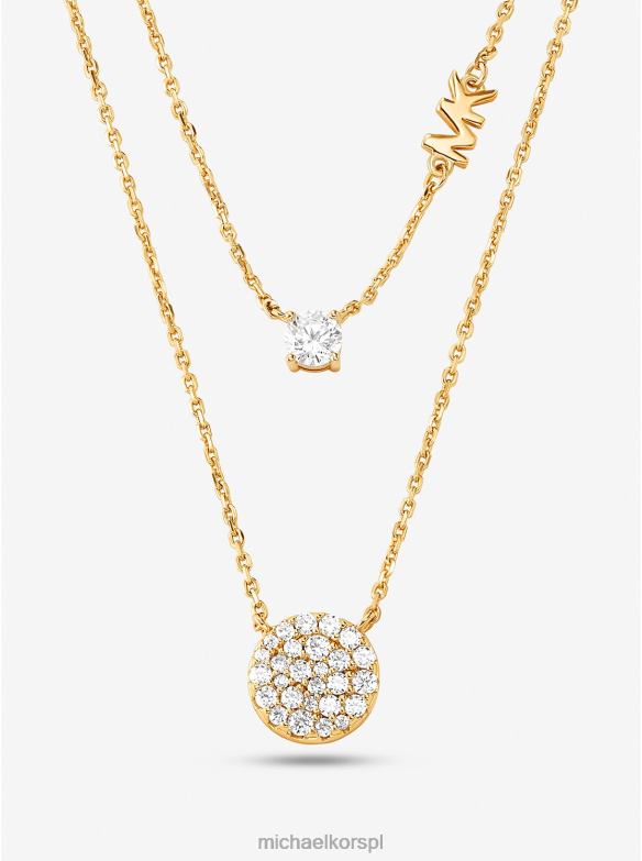 Naszyjnik z warstwami krążków ze srebra najwyższej próby, platerowanego metalem szlachetnym kobiety Michael Kors złoto LHN662491 biżuteria