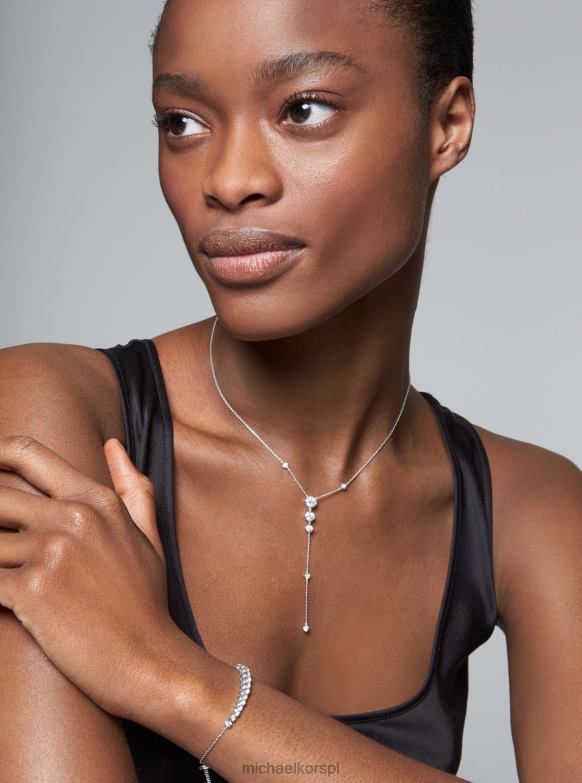 Srebrny naszyjnik z lariatu pave kobiety Michael Kors srebro LHN662507 biżuteria