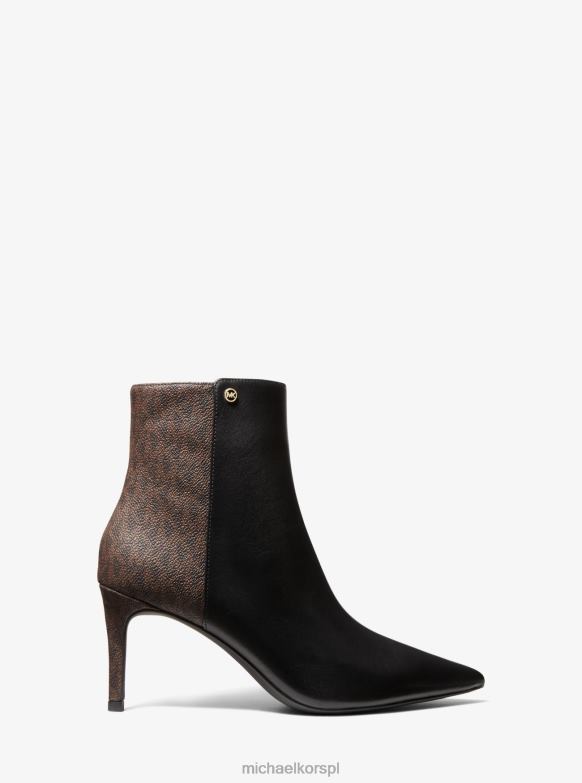 Botki alina z elastycznej skóry i logo kobiety Michael Kors czarny/brązowy LHN662177 buty