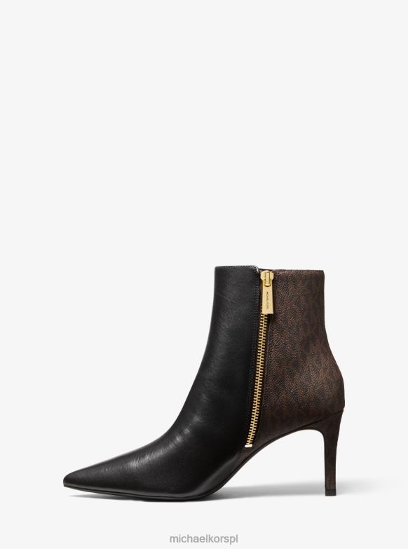 Botki alina z elastycznej skóry i logo kobiety Michael Kors czarny/brązowy LHN662177 buty