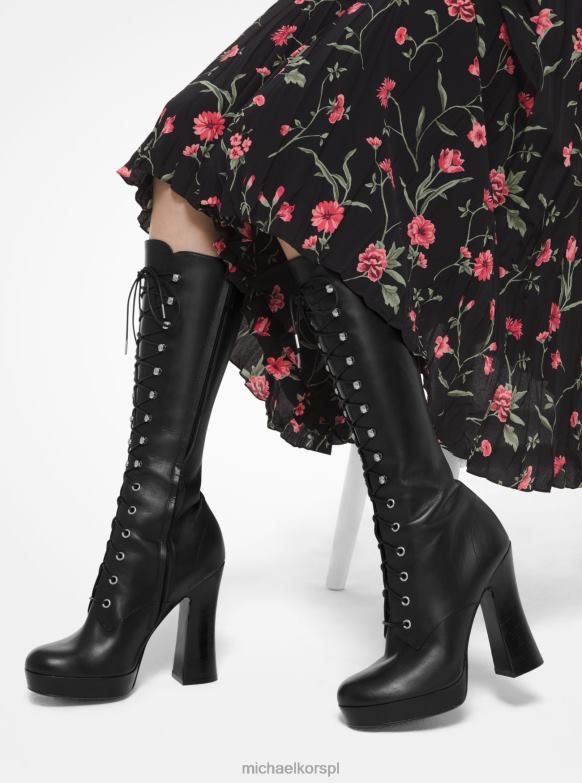 Kolekcja Deandra Botki na platformie ze skóry cielęcej kobiety Michael Kors czarny LHN662220 buty