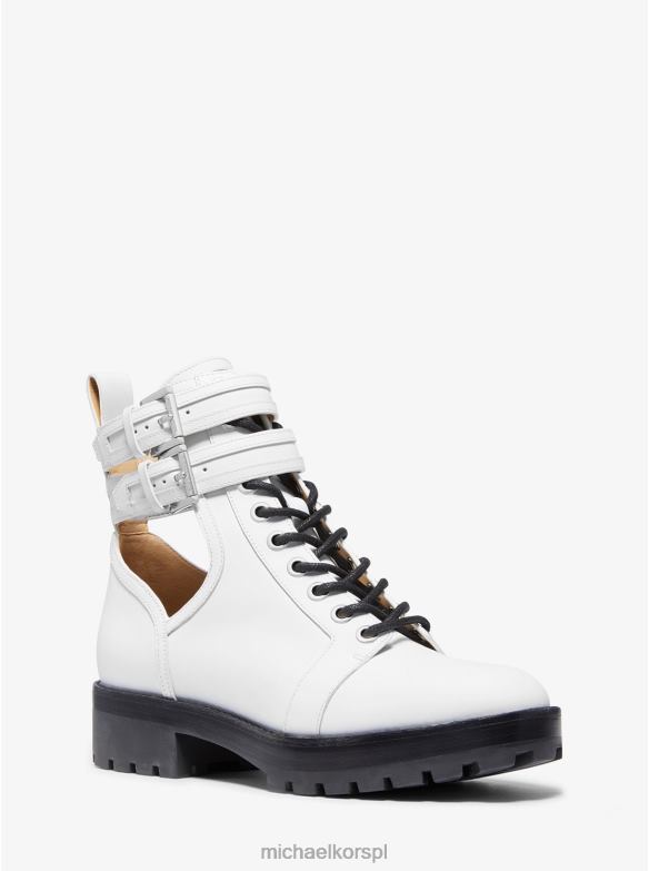 Skórzany but bojowy Bensen kobiety Michael Kors optyczna biel LHN662216 buty