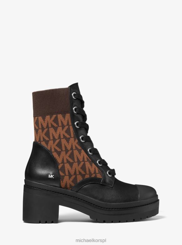 Żakardowe buty bojowe brea ze skóry i logo kobiety Michael Kors czarny/brązowy LHN662101 buty
