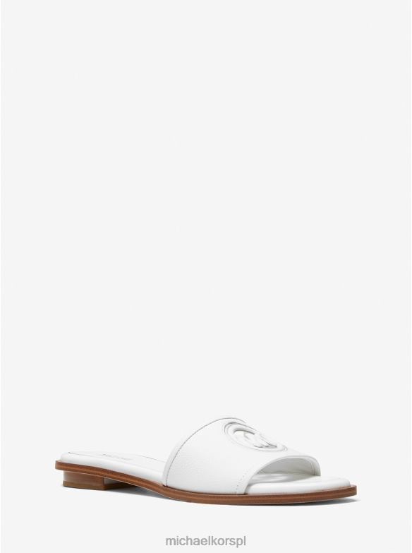 Deanna skórzane sandały wsuwane z wycięciem kobiety Michael Kors optyczna biel LHN662009 buty