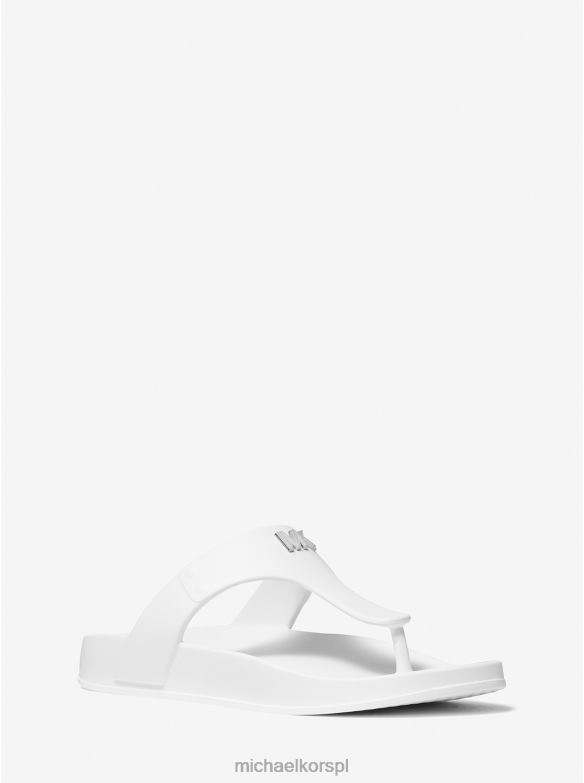 Gumowe sandały z paskiem w kształcie litery T firmy Linsey kobiety Michael Kors optyczna biel LHN662054 buty