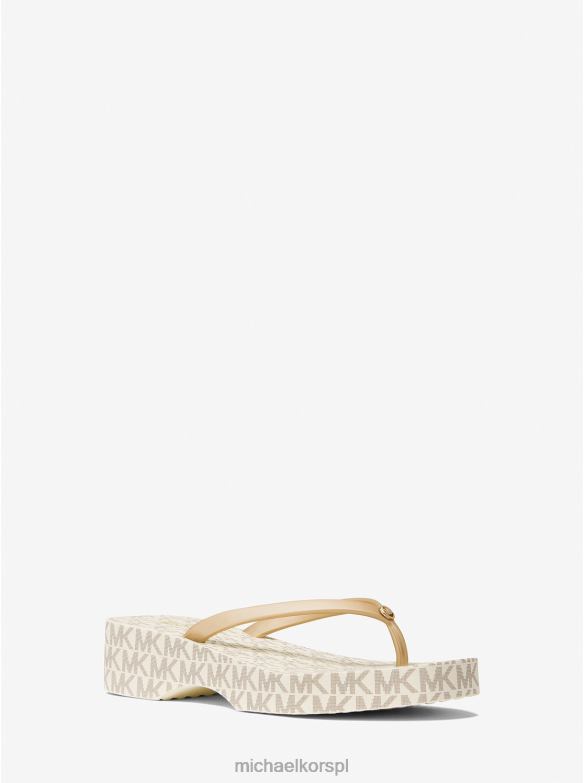 Klapki z logo Lilo kobiety Michael Kors waniliowy/bladozłoty LHN661868 buty