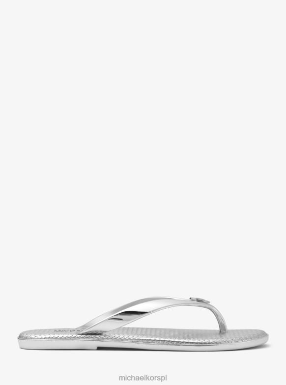 Metaliczne klapki typu jet set w galaretce kobiety Michael Kors srebro LHN661994 buty