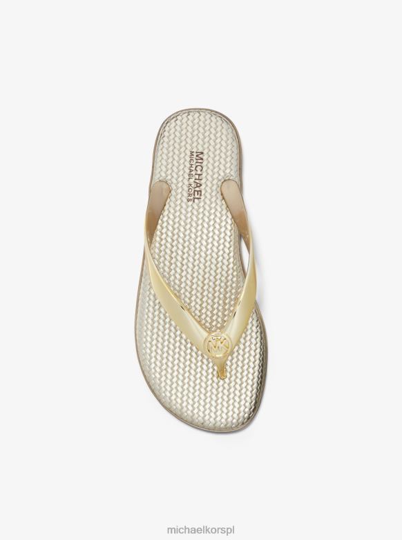 Metaliczne klapki z PCV typu jet set kobiety Michael Kors złoto LHN662004 buty