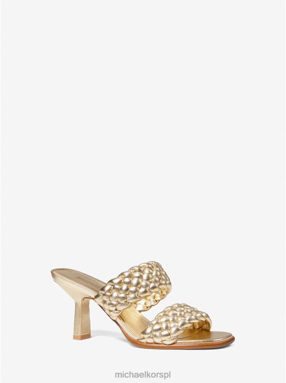 Metaliczne plecione klapki ze sztucznej skóry Amelia kobiety Michael Kors blade złoto LHN662072 buty