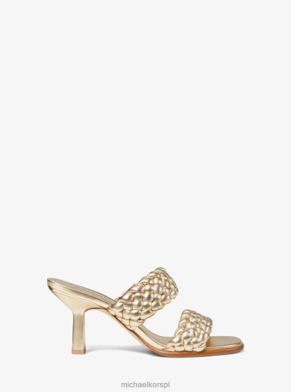 Metaliczne plecione klapki ze sztucznej skóry Amelia kobiety Michael Kors blade złoto LHN662072 buty