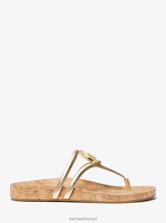 Metaliczne sandały ze skóry Hampton kobiety Michael Kors blade złoto LHN661943 buty