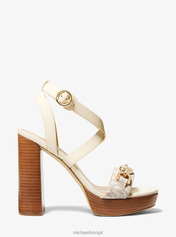 Ozdobione logo kailey i skórzane sandały na platformie kobiety Michael Kors wanilia LHN662024 buty