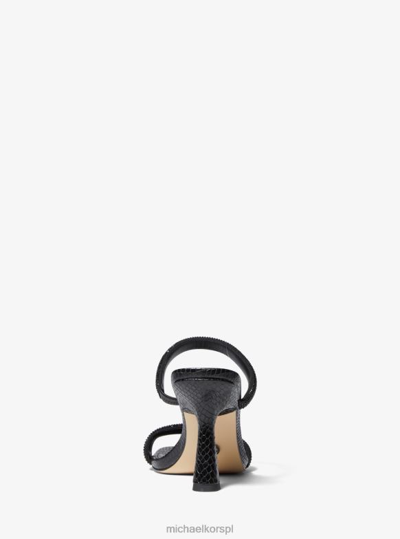 Sandały Clara ozdobione wytłoczonym wzorem węża kobiety Michael Kors czarny LHN662068 buty