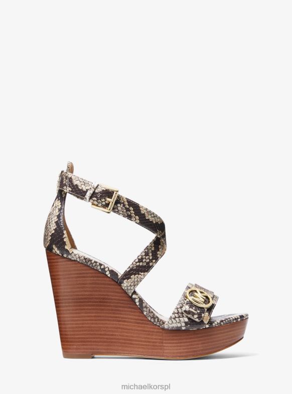 Sandały na koturnie ze sztucznej skóry Carmen z wytłoczonym wzorem węża kobiety Michael Kors naturalny LHN661976 buty