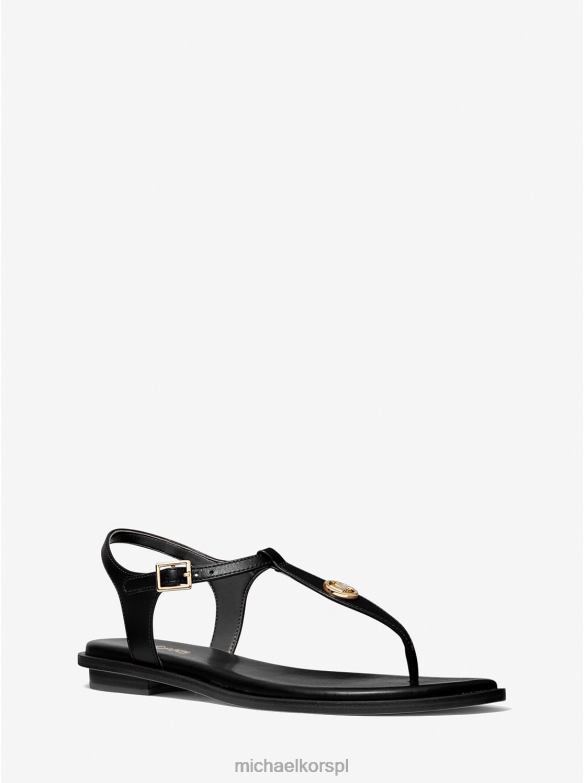 Sandały ze skóry Mallory z paskiem w kształcie litery T kobiety Michael Kors czarny LHN661902 buty