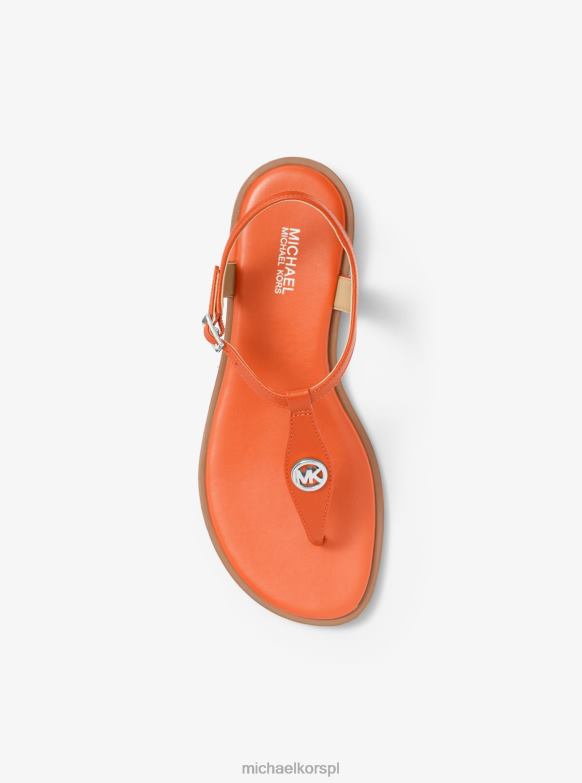 Sandały ze skóry Mallory z paskiem w kształcie litery T kobiety Michael Kors morela LHN661897 buty