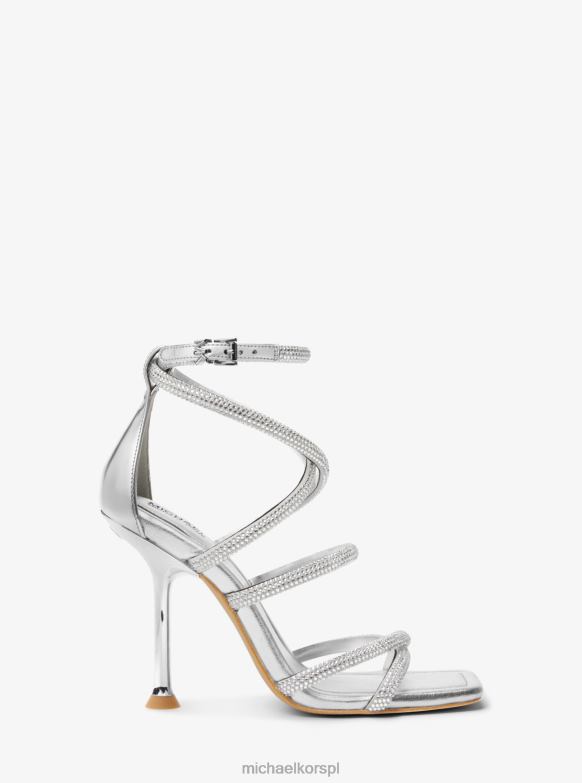 Sandały ze sztucznego zamszu, ozdobione metalicznymi zdobieniami imani kobiety Michael Kors srebro LHN661865 buty