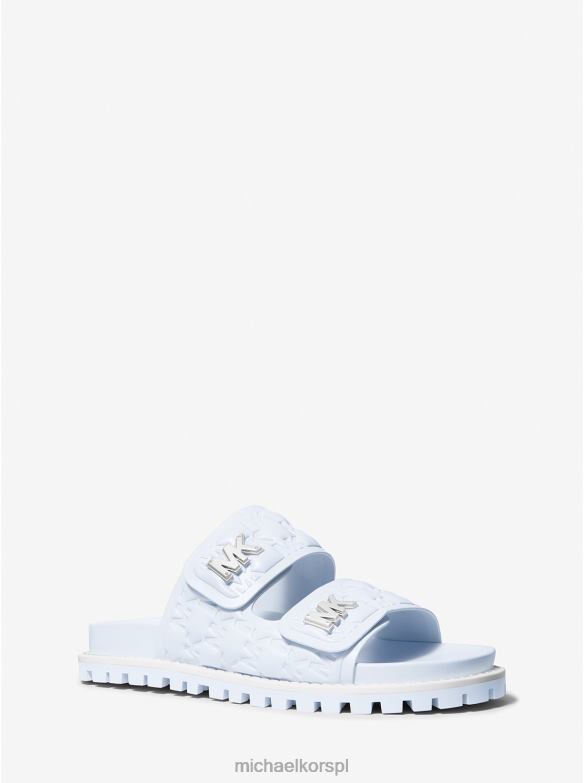 Sandały ze sztucznej skóry z wytłoczonym logo kobiety Michael Kors miękkie niebo LHN661920 buty
