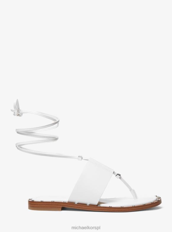 Skórzane, sznurowane sandały marki Jagger kobiety Michael Kors optyczna biel LHN661838 buty