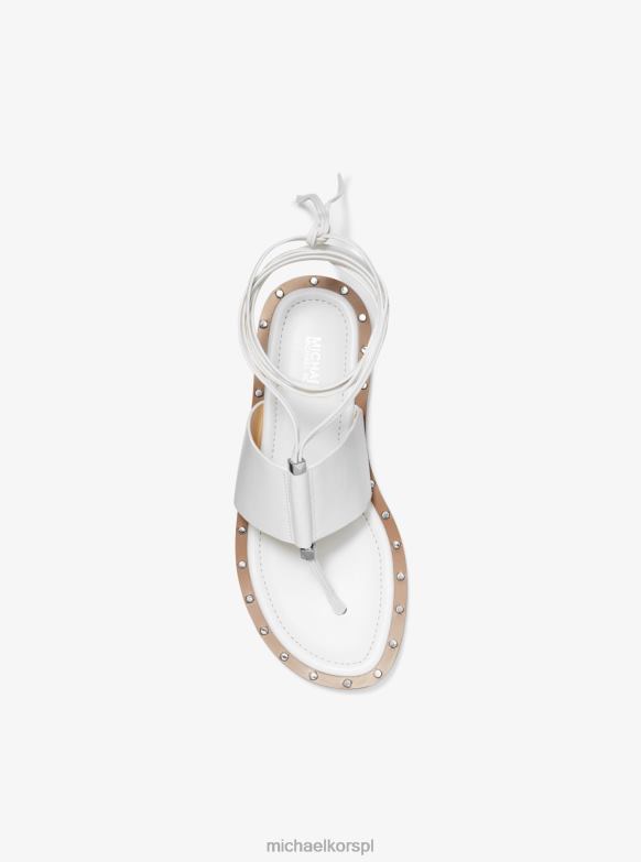 Skórzane, sznurowane sandały marki Jagger kobiety Michael Kors optyczna biel LHN661838 buty