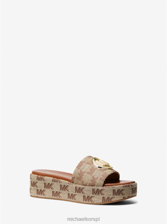 Żakardowe sandały na koturnie z logo Sadler kobiety Michael Kors beż/heban/brąz LHN661856 buty