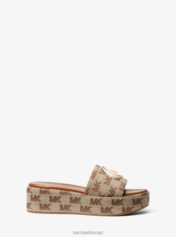 Żakardowe sandały na koturnie z logo Sadler kobiety Michael Kors beż/heban/brąz LHN661856 buty