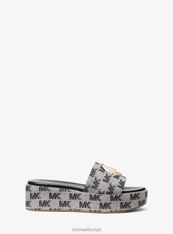 Żakardowe sandały na koturnie z logo Sadler kobiety Michael Kors czarny LHN661857 buty