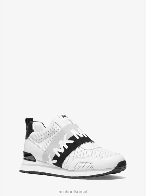 Buty sportowe teddi z perforowanej skóry kobiety Michael Kors optyczny biały/czarny LHN661771 buty