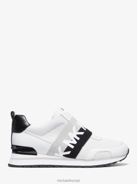 Buty sportowe teddi z perforowanej skóry kobiety Michael Kors optyczny biały/czarny LHN661771 buty