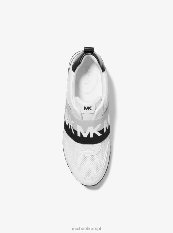 Buty sportowe teddi z perforowanej skóry kobiety Michael Kors optyczny biały/czarny LHN661771 buty