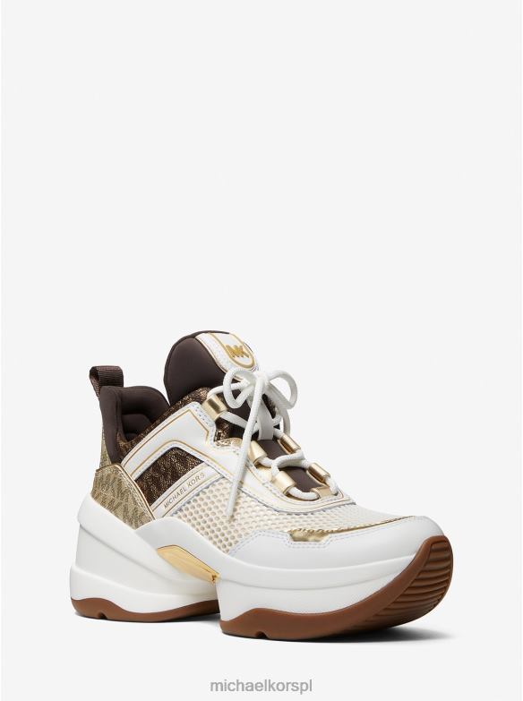 Buty sportowe z siateczką Olympia i metalowym logo kobiety Michael Kors blade złoto LHN661786 buty