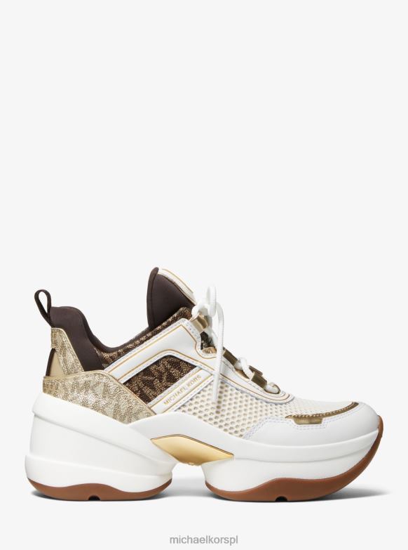 Buty sportowe z siateczką Olympia i metalowym logo kobiety Michael Kors blade złoto LHN661786 buty