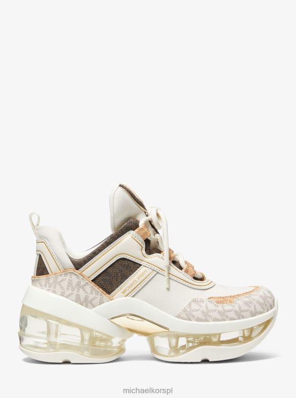 Dwukolorowe logo Olympia Extreme i płócienny but sportowy kobiety Michael Kors krem LHN661784 buty
