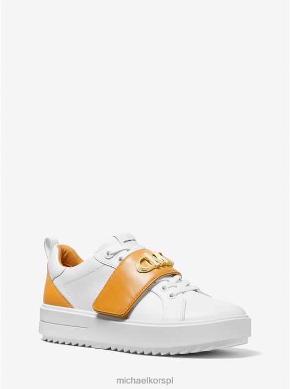 Dwukolorowe skórzane tenisówki Emmett ozdobione logo kobiety Michael Kors aksamitka LHN661797 buty