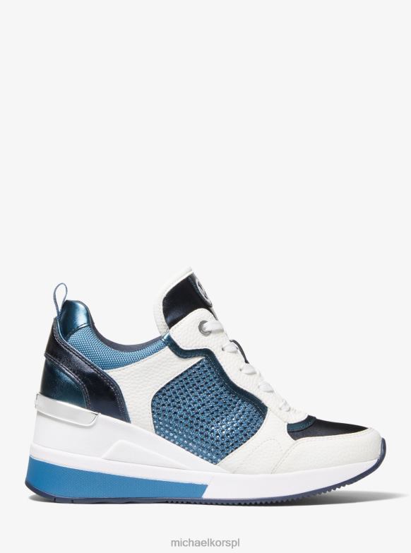 Ozdobione crista tenisówki ze sztucznej skóry kobiety Michael Kors górski błękit LHN661802 buty